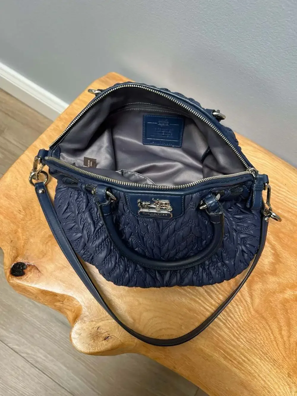Coach 70th Anniversary Quilted Blue Leather Handbag No. H1176-18637